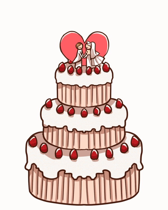Send customized happy wedding cake animation.gif via email and social media