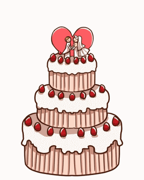 Deliver happy wedding cake animation.gif with your personalized message to friends by email or social media